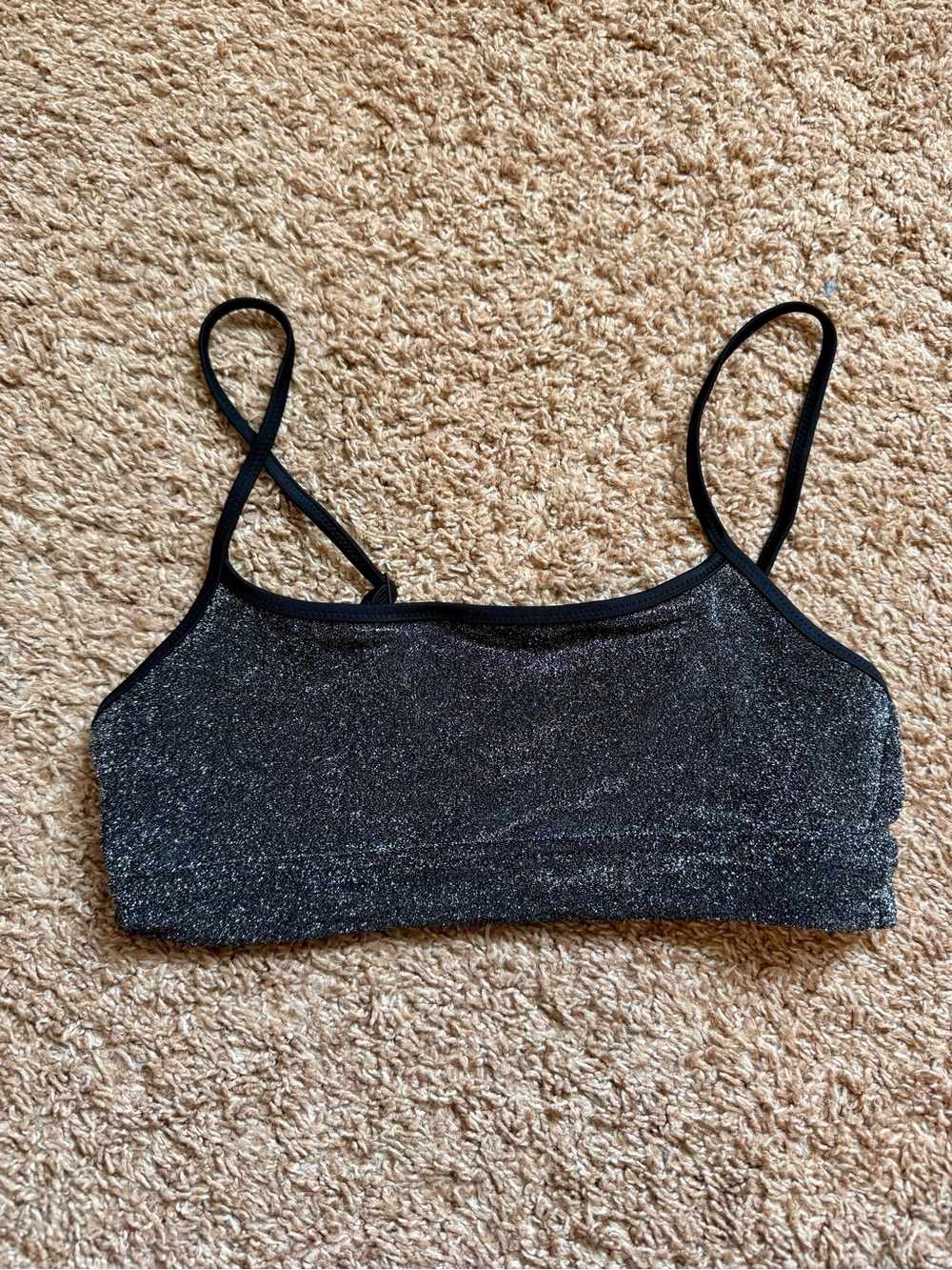NWOT Aerie Shimmer Black Silver Swim Bralette Top Bikini Swim 2 Piece Swim